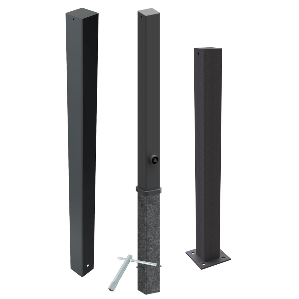 Afzetpaal design | 80x80 mm met vlakke kop | Montage- en kleuropties