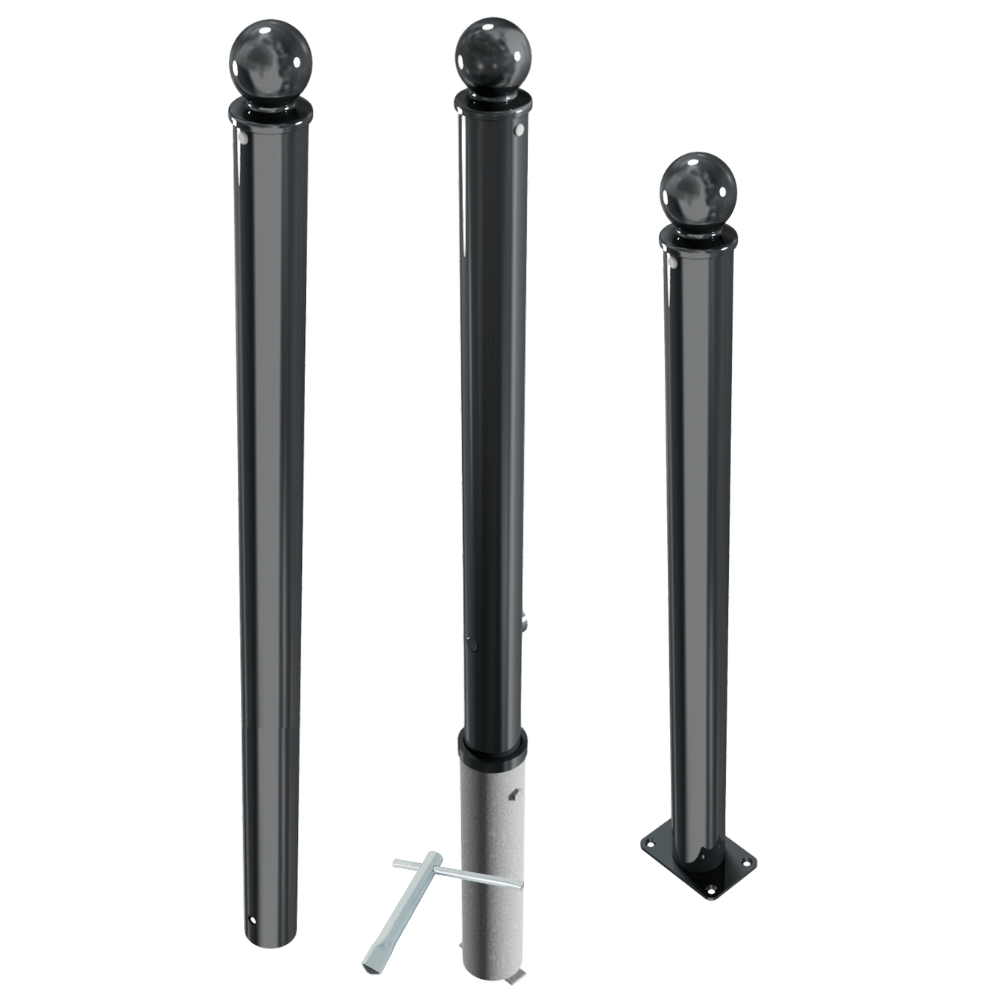 Afzetpaal design | Ø76 mm met bolkop | Montage- en kleuropties