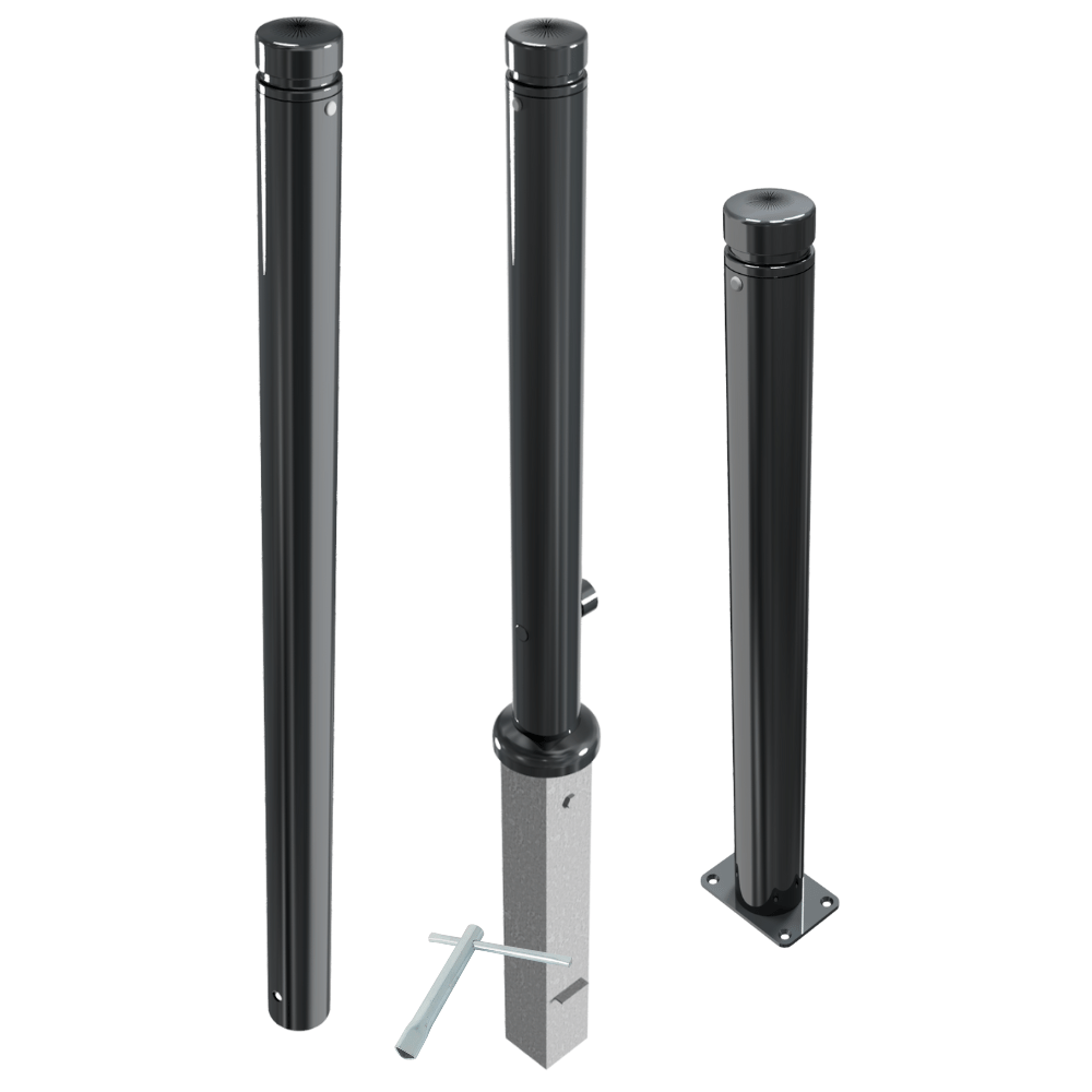 Afzetpaal design | Ø82 mm met vlakke kop | Montage- en kleuropties