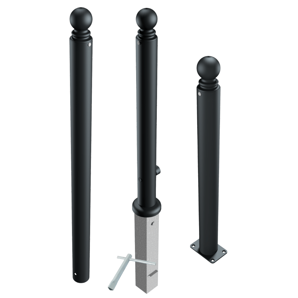 Afzetpaal design | Ø82 mm met bolkop | Montage- en kleuropties