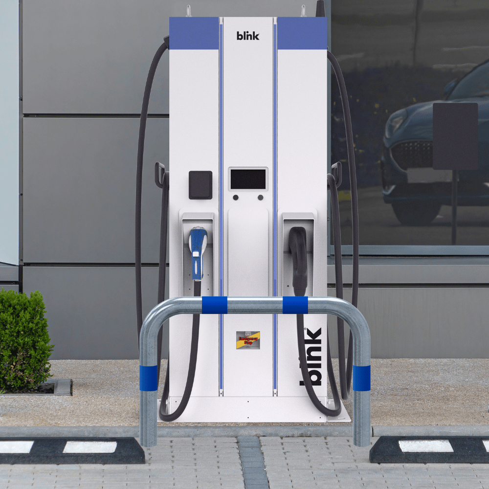 Aanrijdbeveiliging beugel Ø76 mm | Verzinkt-blauw | Laadpaal bescherming