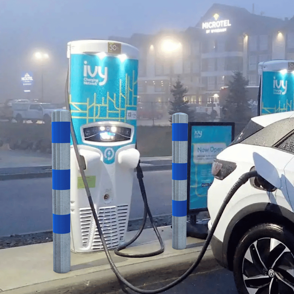 Aanrijdbeveiliging paal Ø76-102 mm | Verzinkt-blauw | Laadpaal bescherming