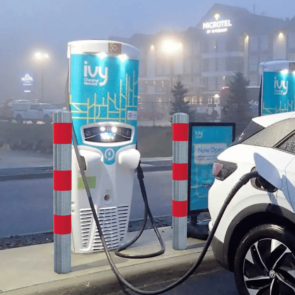 Aanrijdbeveiliging paal Ø76-102 mm | Verzinkt-rood | Laadpaal bescherming