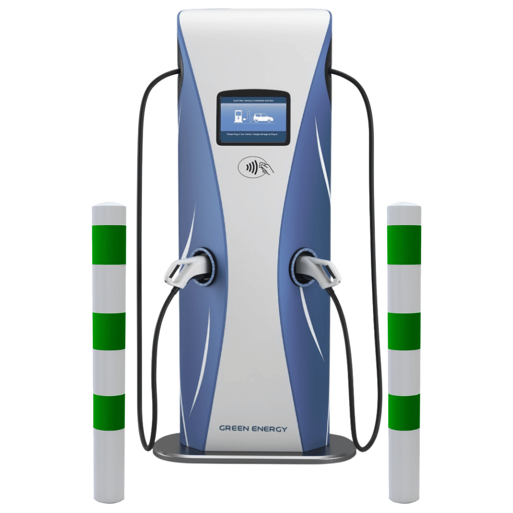 Aanrijdbeveiliging paal Ø76-102 mm | Wit-groen | Laadpaal bescherming