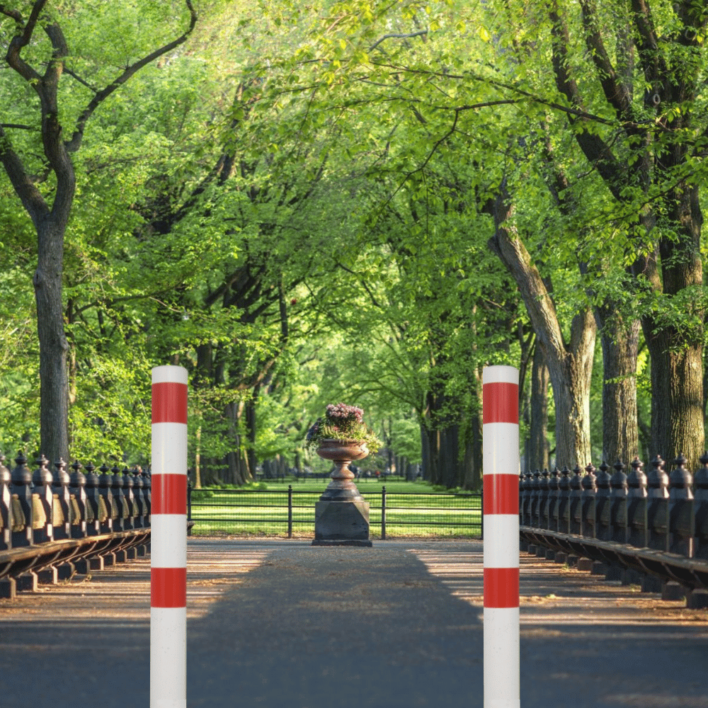 Afzetpaal Ø102 mm | Wit-rood | Voor verankering in beton of op voetplaat