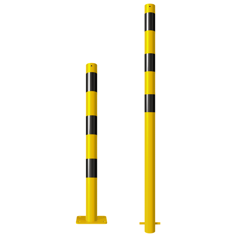 Afzetpaal Ø60 mm | Geel-zwart | Voor verankering in beton of op voetplaat