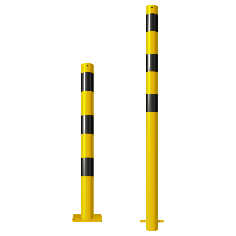Afzetpaal Ø76 mm | Geel-zwart | Voor verankering in beton of op voetplaat
