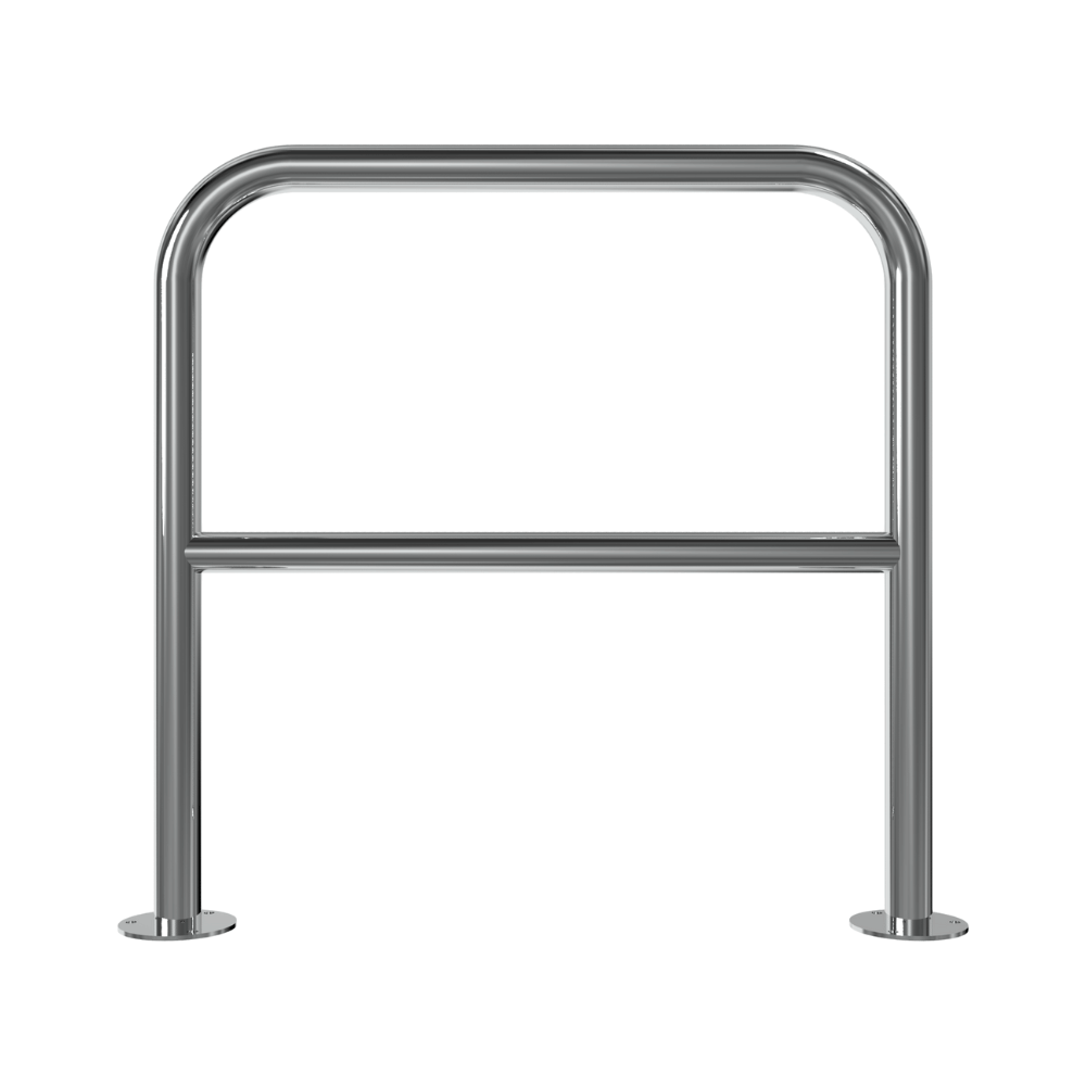 RVS beschermbeugel Ø48 mm | Op voetplaat | Met tussenbuis