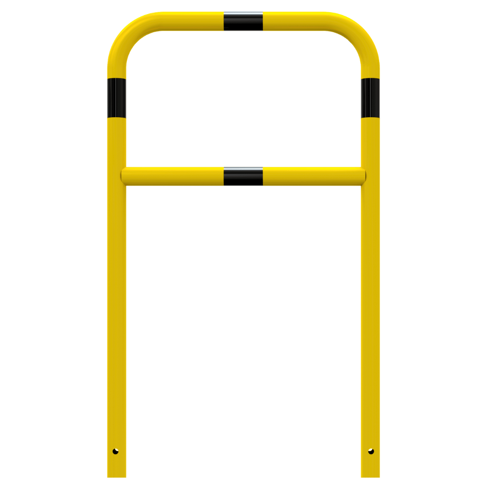 Beschermbeugel Ø48 mm | Geel-zwart | Voor verankering in beton | Met tussenbuis