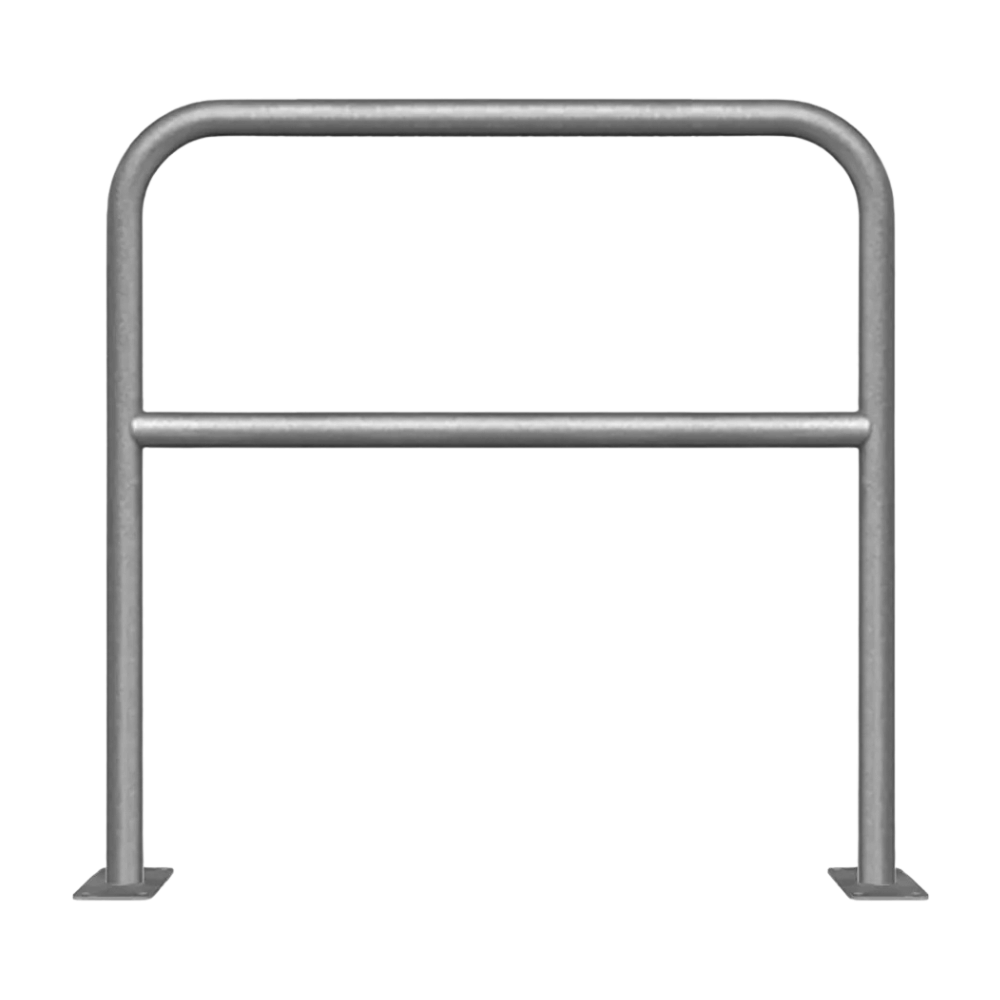 Beschermbeugel Ø48 mm | Verzinkt staal | Op voetplaat | Met tussenbuis