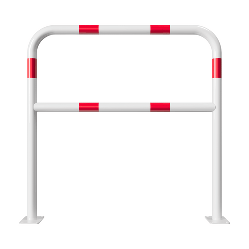 Beschermbeugel Ø48 mm | Wit-rood | Op voetplaat | Met tussenbuis