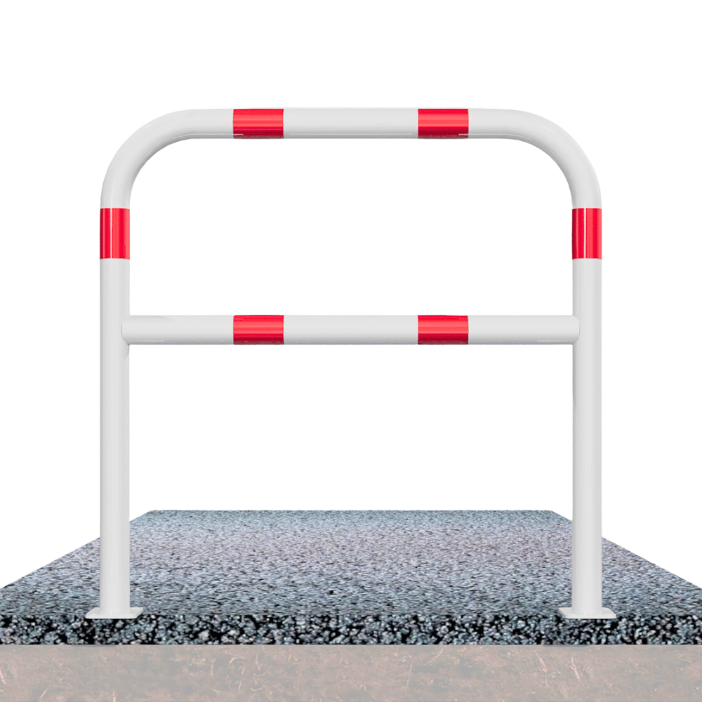 Beschermbeugel Ø60 mm | Wit-rood | Op voetplaat | Met tussenbuis