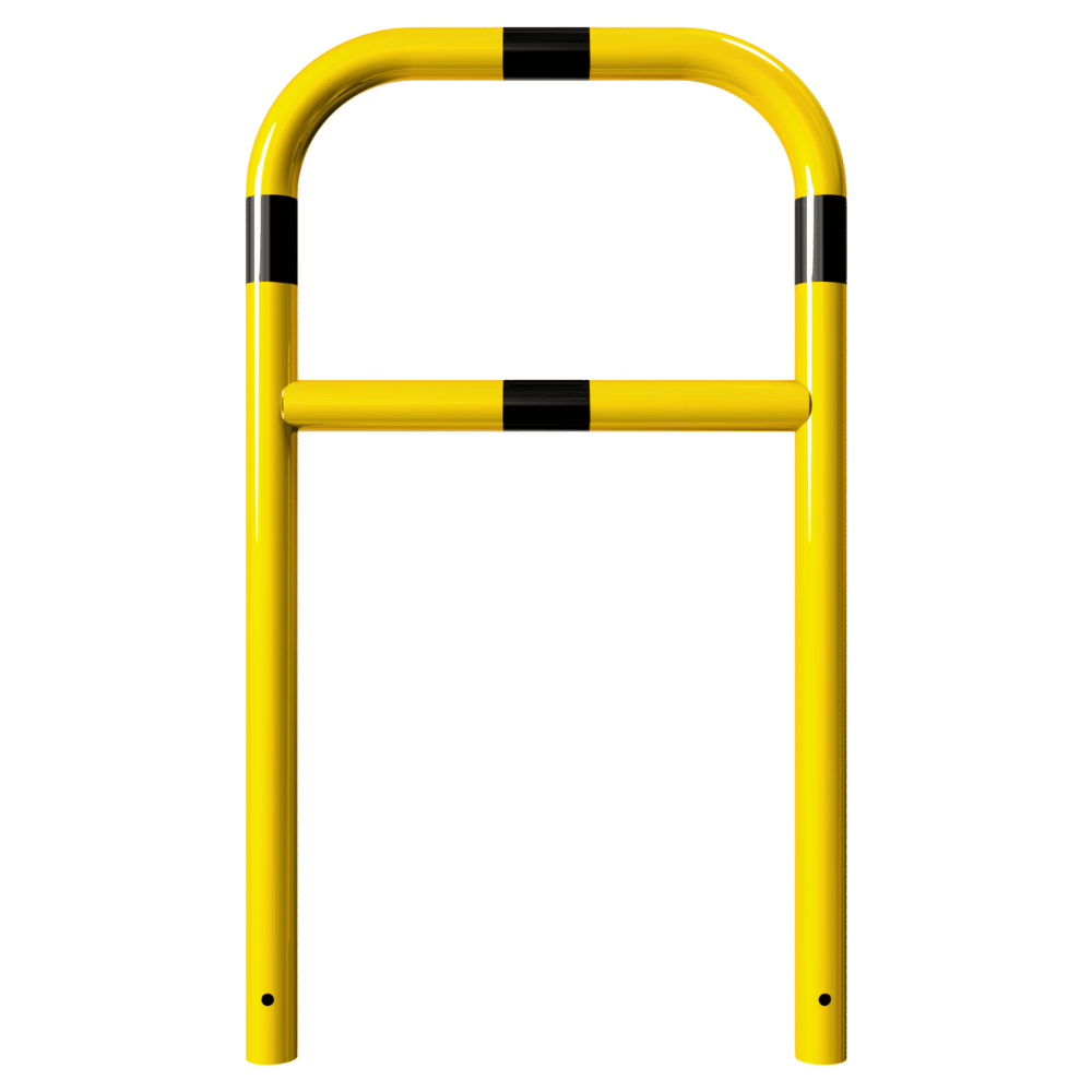 Beschermbeugel Ø60 mm | Geel-zwart | Voor verankering in beton | Met tussenbuis