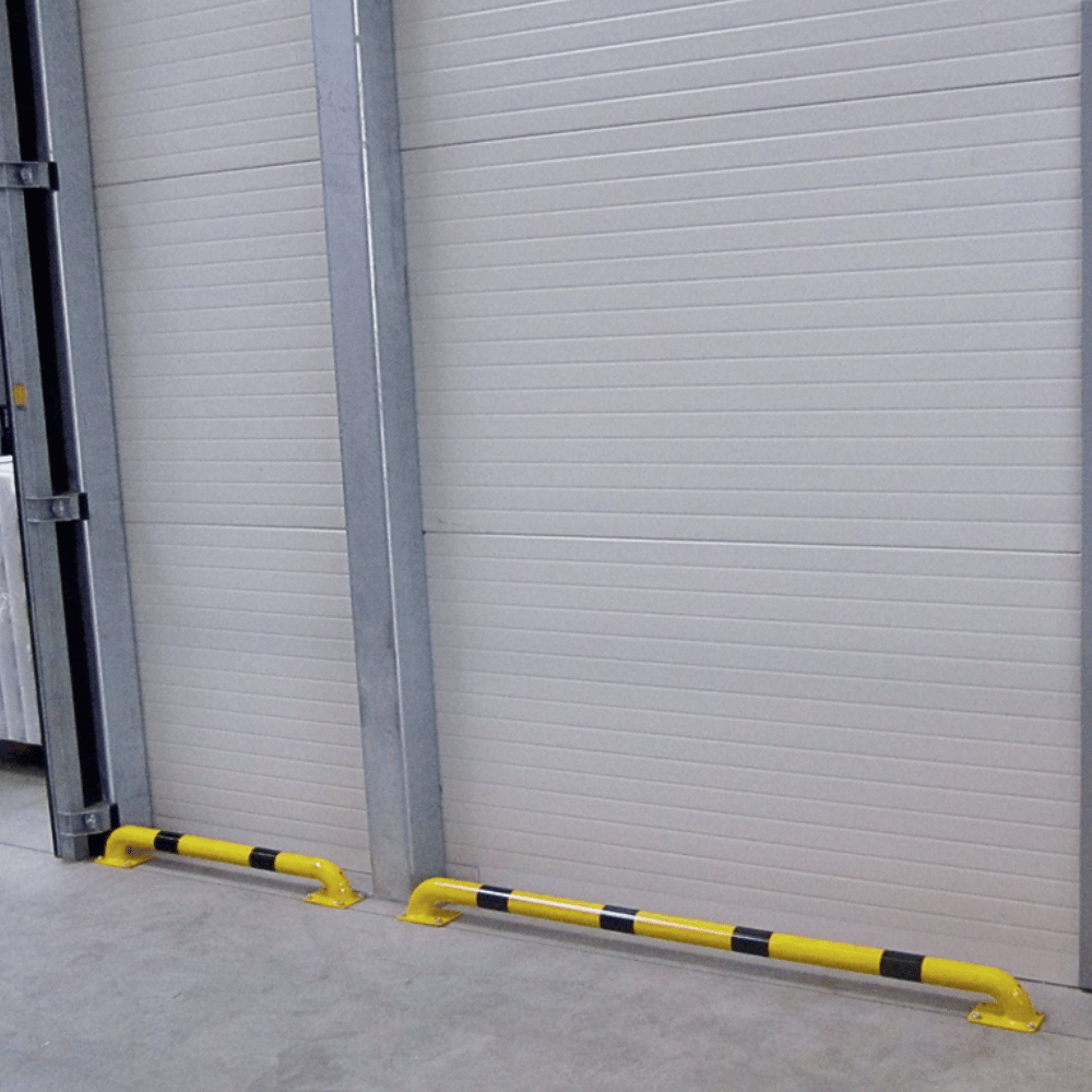 Stootbeschermer Ø60 mm | Geel-zwart | Op voetplaat