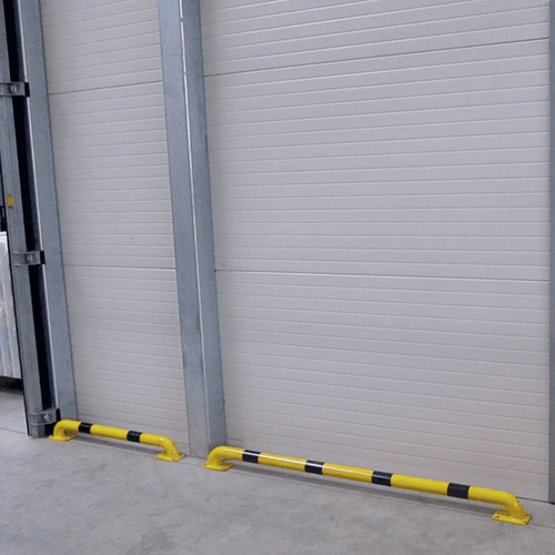 Stootbeschermer Ø60 mm | Geel-zwart | Op voetplaat