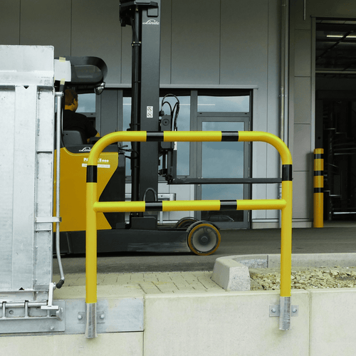 Veiligheidsrailing Ø60 mm | Geel-zwart | Voor muurbevestiging | Afneembaar