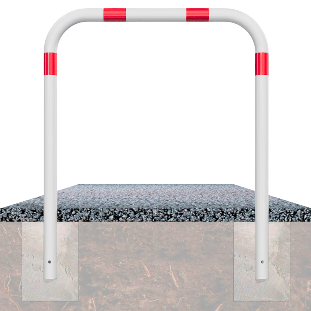 Beschermbeugel Ø60 mm | Wit-rood | Voor verankering in beton | Zonder tussenbuis