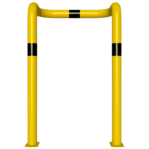 Kolombeschermer Ø76 mm | Geel-zwart | 2x hoek 90° | Op voetplaat