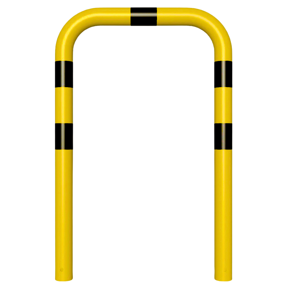 Beschermbeugel Ø76 mm | Geel-zwart | Voor verankering in beton | Zonder tussenbuis