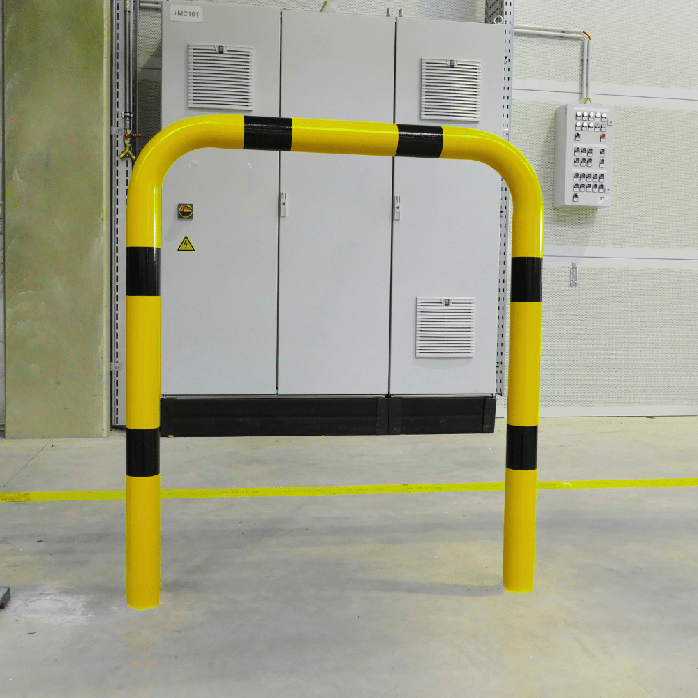 Beschermbeugel Ø76 mm | Geel-zwart | Voor verankering in beton | Zonder tussenbuis