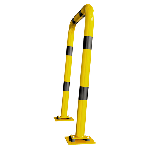 Beschermbeugel Ø76 mm | Geel-zwart | Op flexibele voetplaat