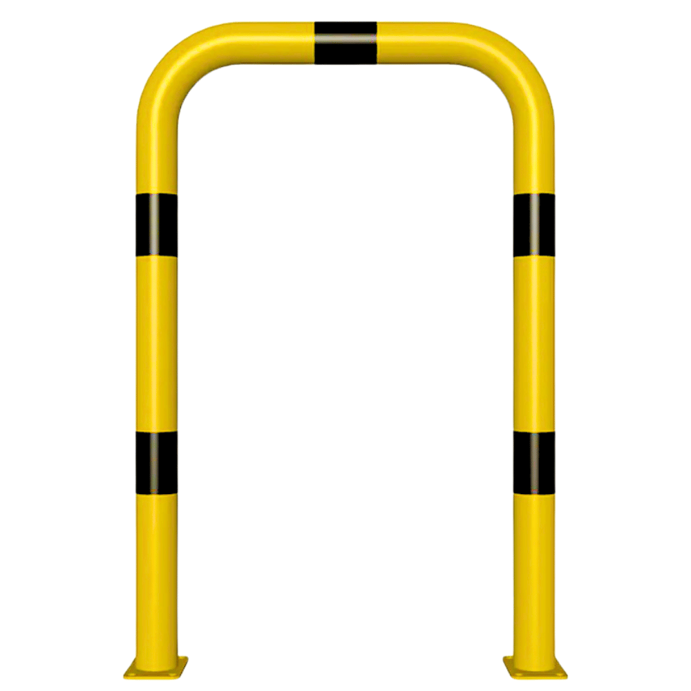 Beschermbeugel Ø76 mm | Geel-zwart | Op voetplaat | Zonder tussenbuis