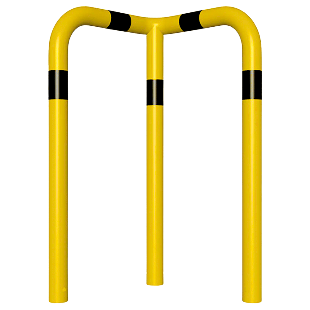 Beschermbeugel Ø76 mm | Hoek 90° | Geel-zwart | Voor verankering in beton