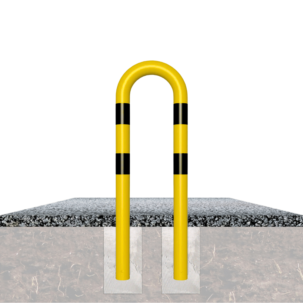 Beschermbeugel Ø76 mm | Geel-zwart | Voor verankering in beton