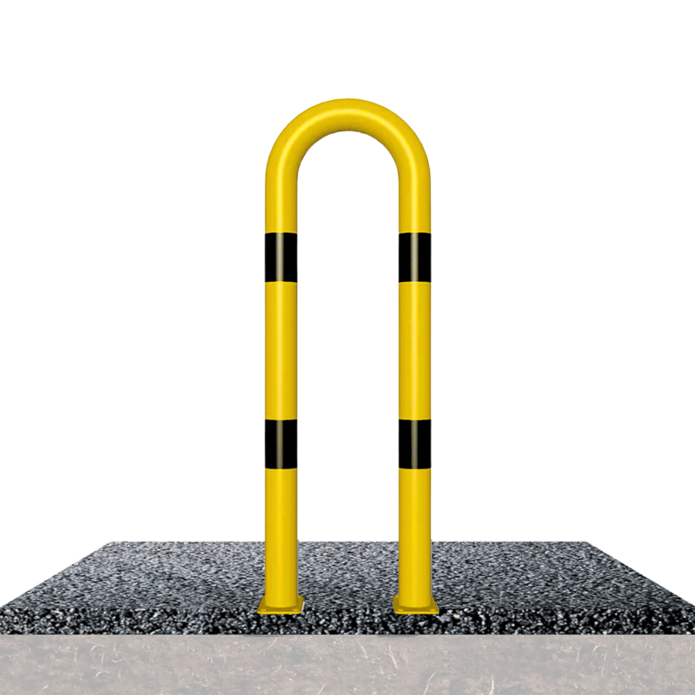 Stelling bescherming Ø76 mm | Geel-zwart | Op voetplaat