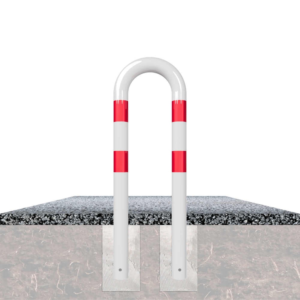 Beschermbeugel Ø76 mm | Wit-rood | Voor verankering in beton