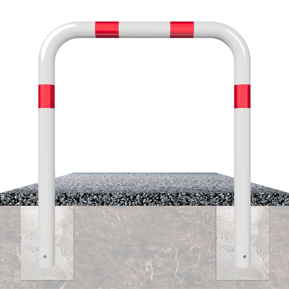 Beschermbeugel Ø76 mm | Wit-rood | Voor verankering in beton | Zonder tussenbuis