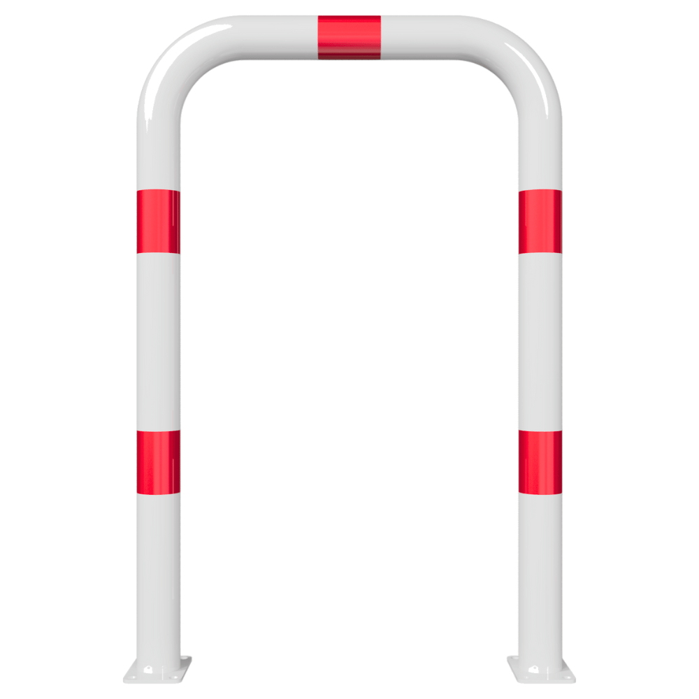 Beschermbeugel Ø76 mm | Wit-rood | Op voetplaat | Zonder tussenbuis