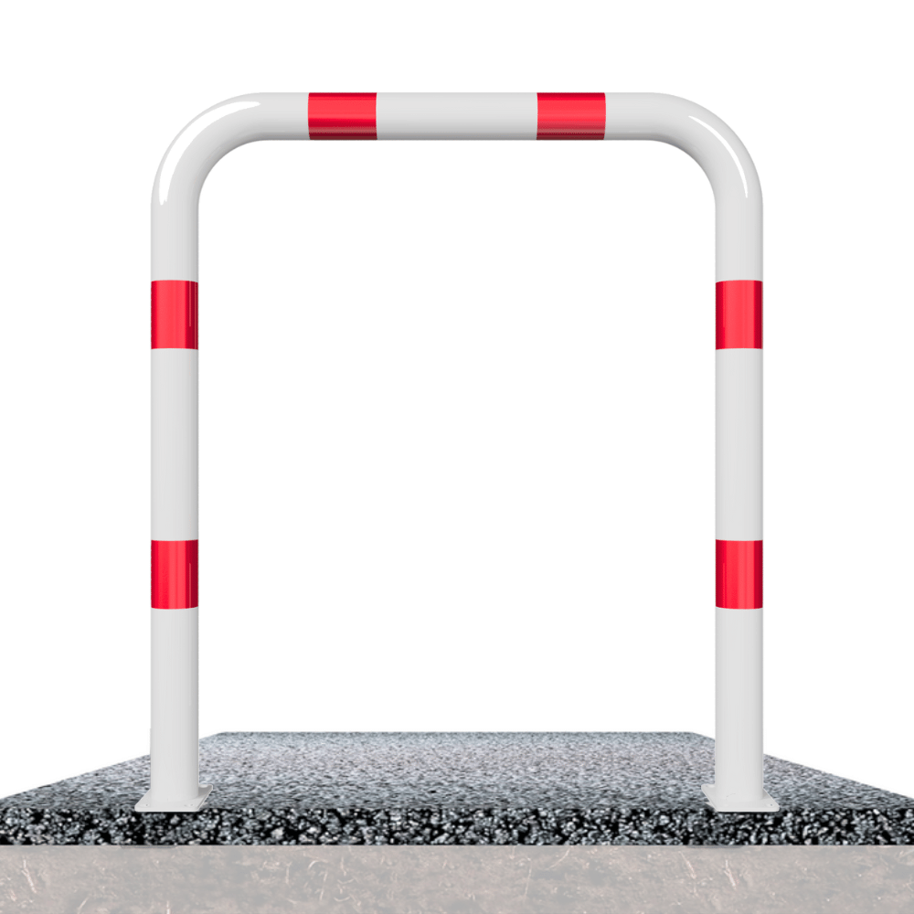 Beschermbeugel Ø76 mm | Wit-rood | Op voetplaat | Zonder tussenbuis