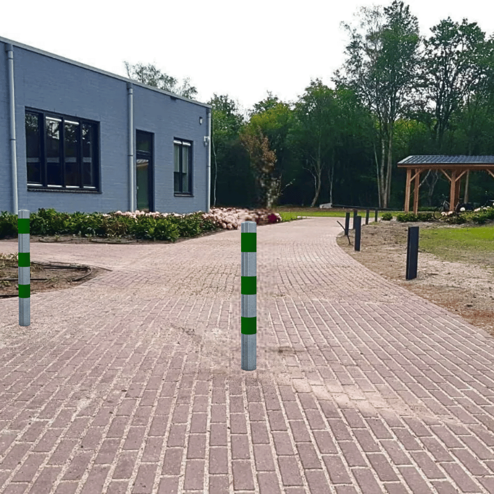 Beschermpaal Ø102 mm | Verzinkt-groen | Voor betonverankering of op voetplaat