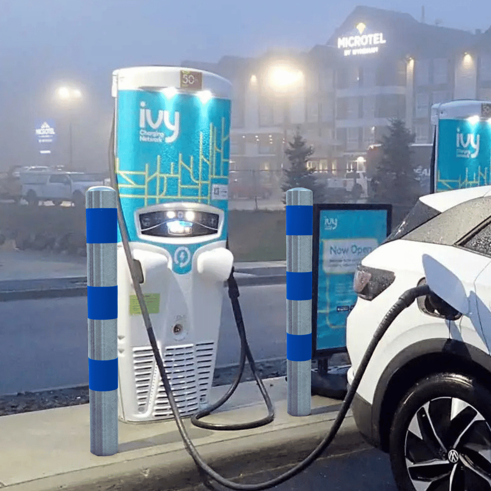 Beschermpaal Ø102 mm | Verzinkt-blauw | Voor betonverankering of op voetplaat