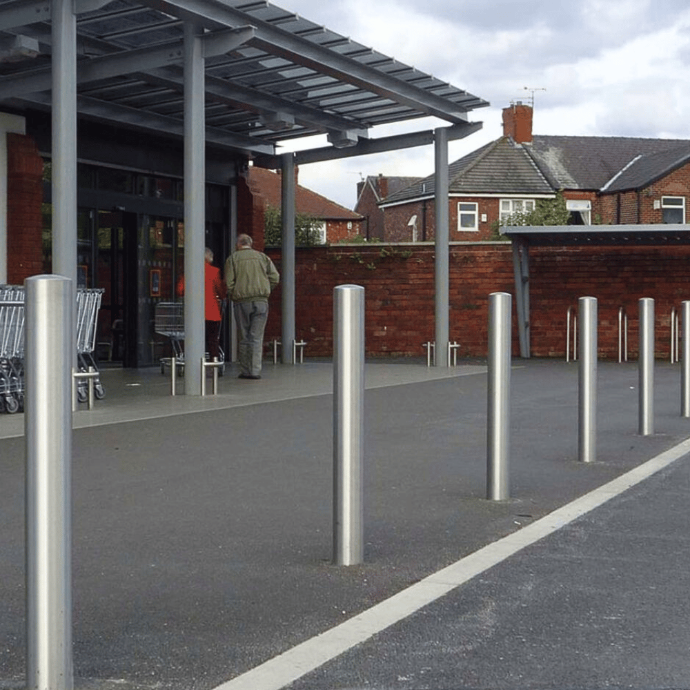 RVS beschermpaal Ø89 mm | Voor verankering in beton of op voetplaat