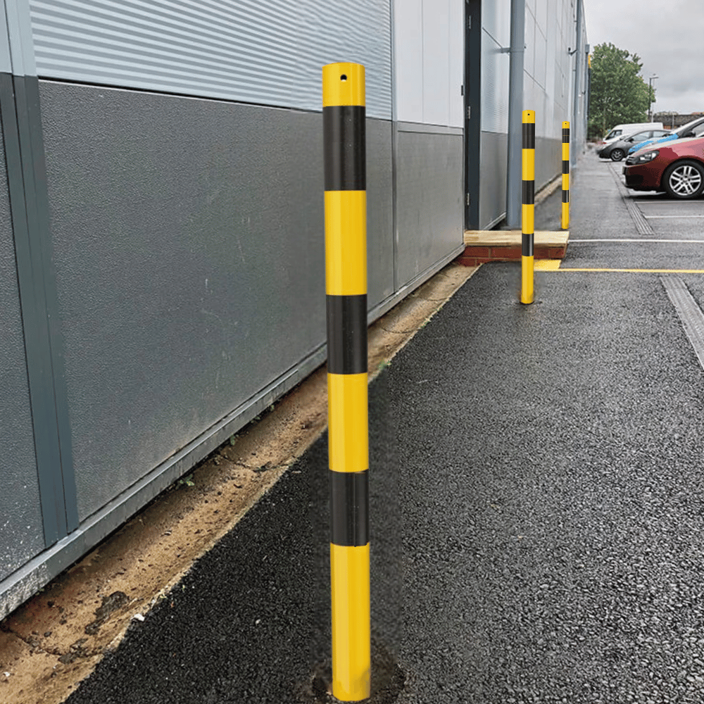 Beschermpaal Ø60 mm | Geel-zwart | Voor betonverankering of op voetplaat