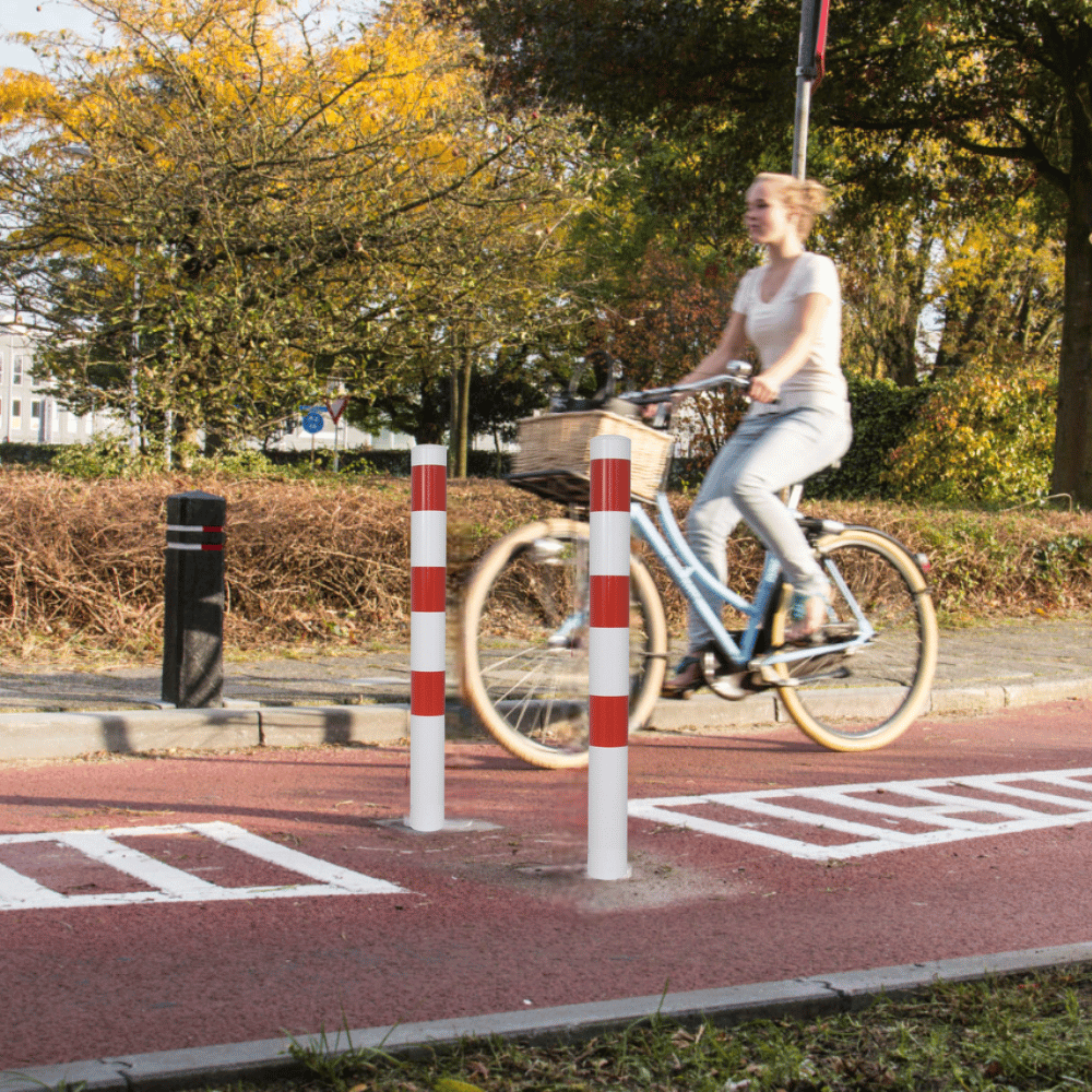 Beschermpaal Ø89 mm | Wit-rood | Voor betonverankering of op voetplaat