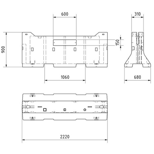 Betonnen barrier | 1508 kg | Met beschermbeugel wit-rood