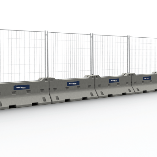 Betonnen barrier | 1514 kg | Met gegalvaniseerd bouwhek