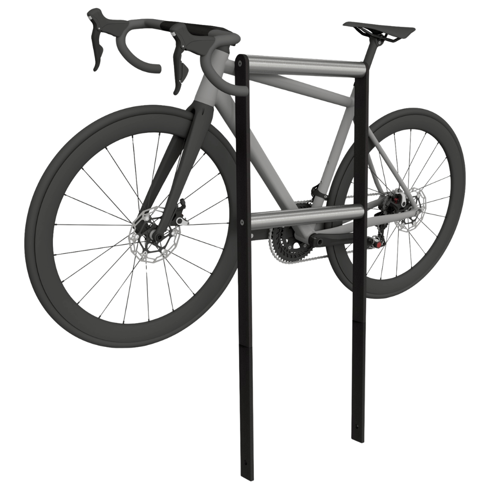 Fietsbeugel design | Plat staal 50x12 / RVS buis Ø48 mm | antraciet BD703 fijn structuur