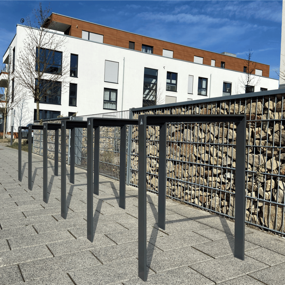 Fietsbeugel design | Plat staal 80x15 mm | Verzinkt of antraciet BD703 fijn structuur