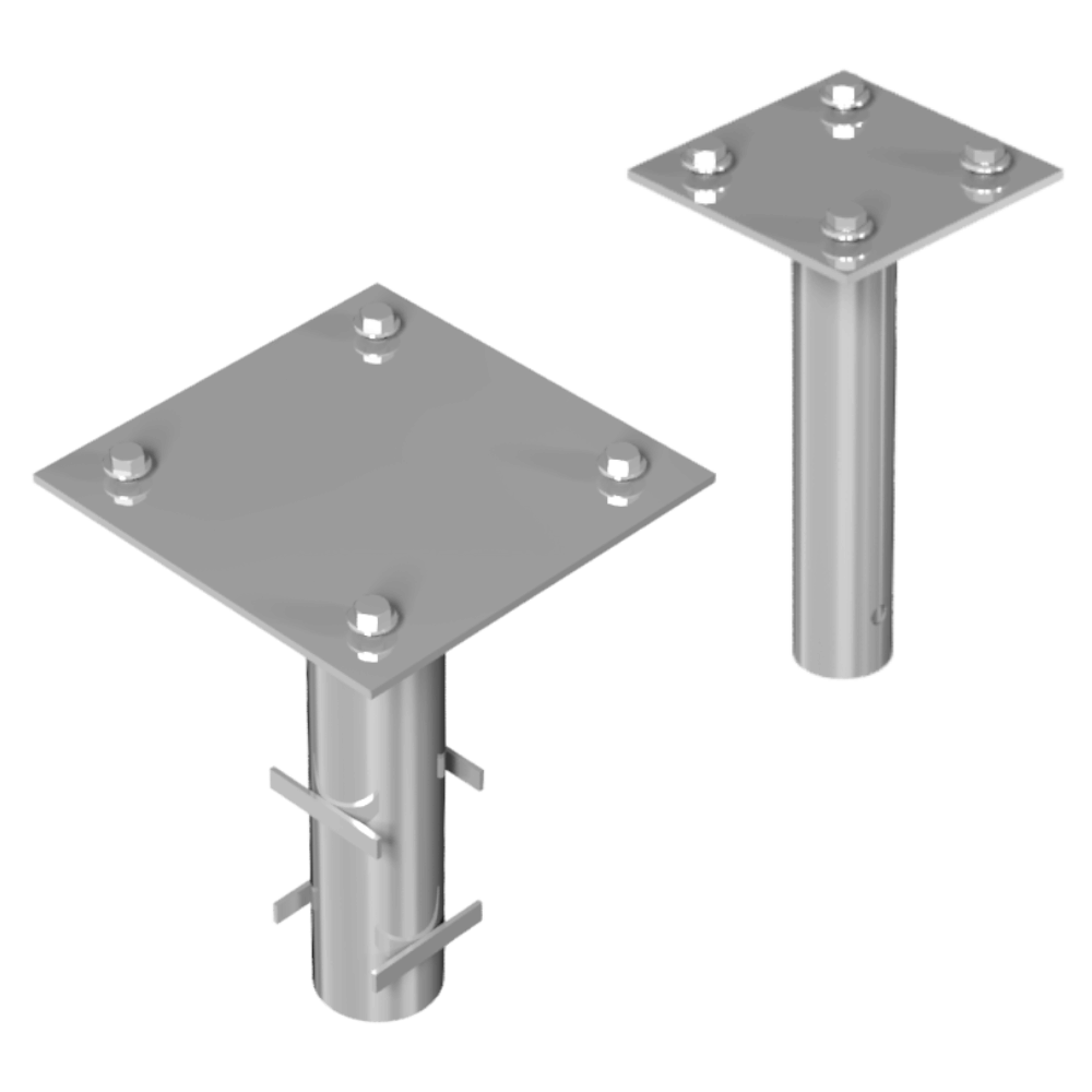 Grondanker set verzinkt staal | Voor handmatige slagbomen met contragewicht en vangpaal