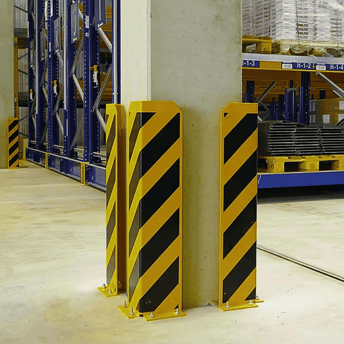 Kolombeschermer hoekprofiel | Voor vloermontage | Geel-zwart