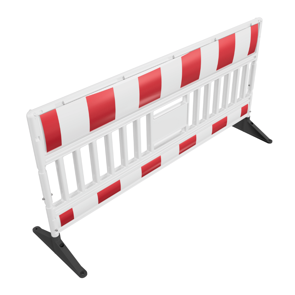 Kunststof afzethek EURO 3 | Wit-rood met rubber voeten