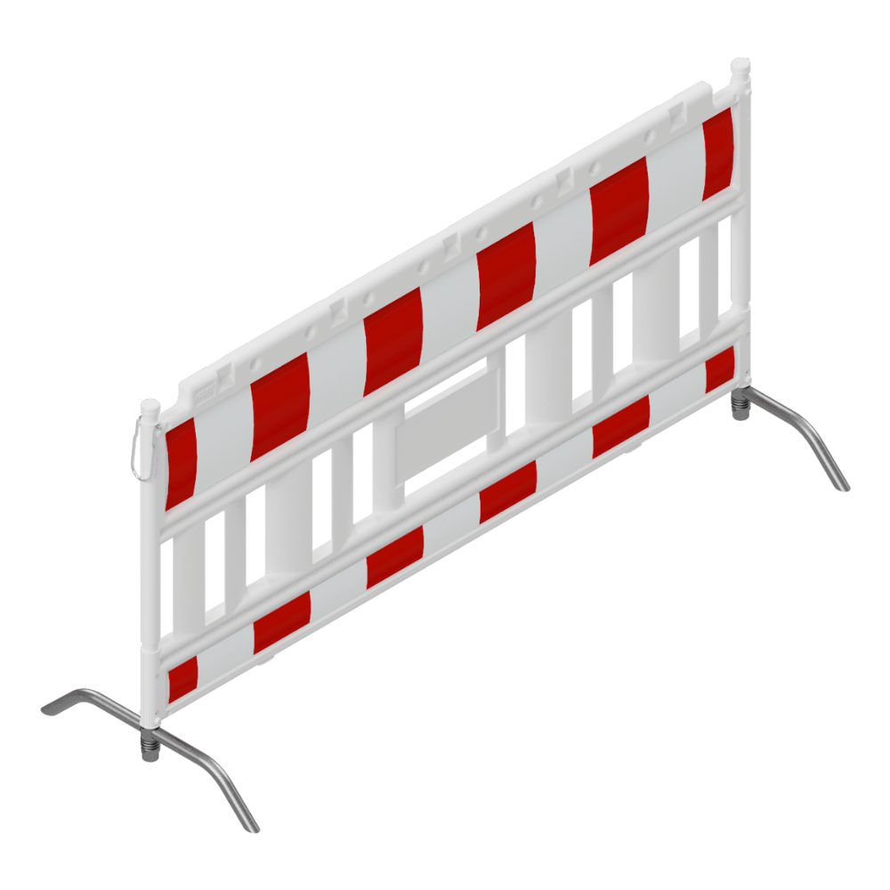 Kunststof afzethek EURO 2 | Wit-rood met stalen voeten