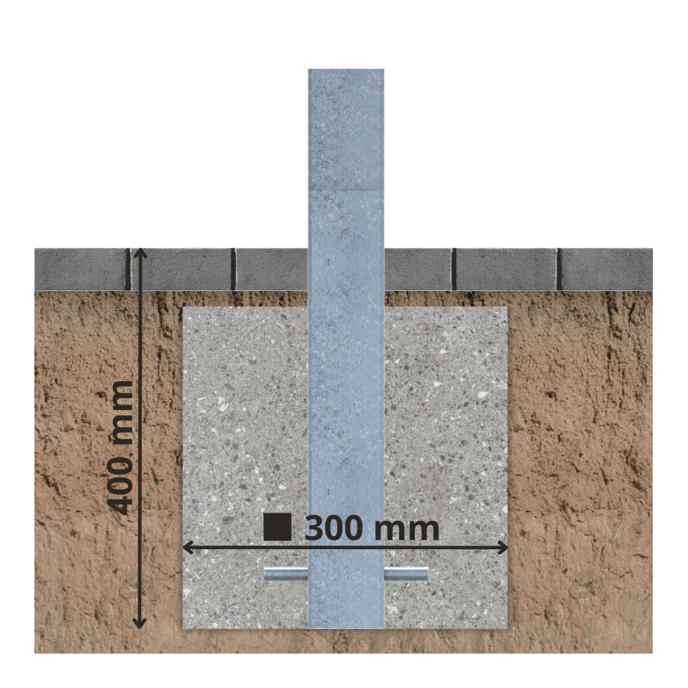 Parkeerpaal 70x70 mm | Verzinkt staal | Voor verankering in beton of op voetplaat
