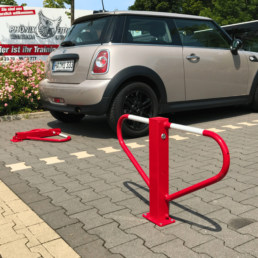 Parkeerbeugel | rood - wit | Voor verankering in beton of op voetplaat