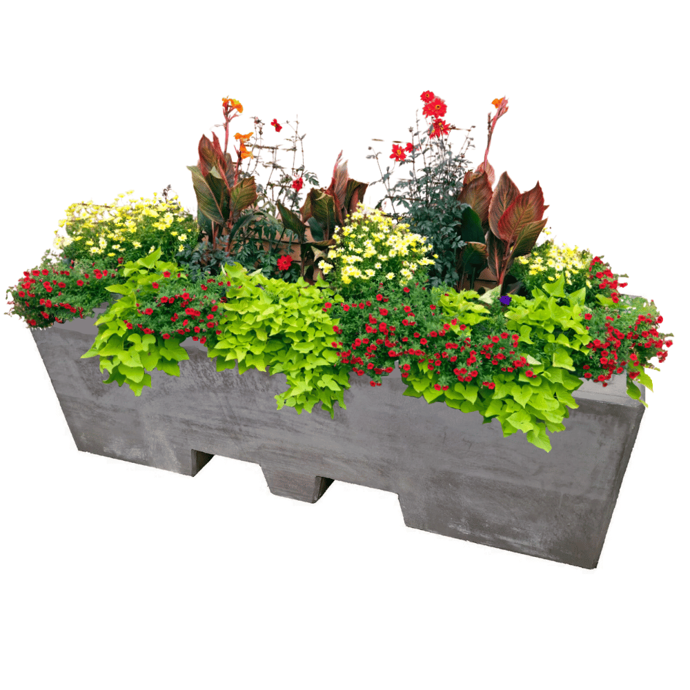 Betonnen plantenbak met lepelgaten | 165x50x50 cm | Antraciet beton