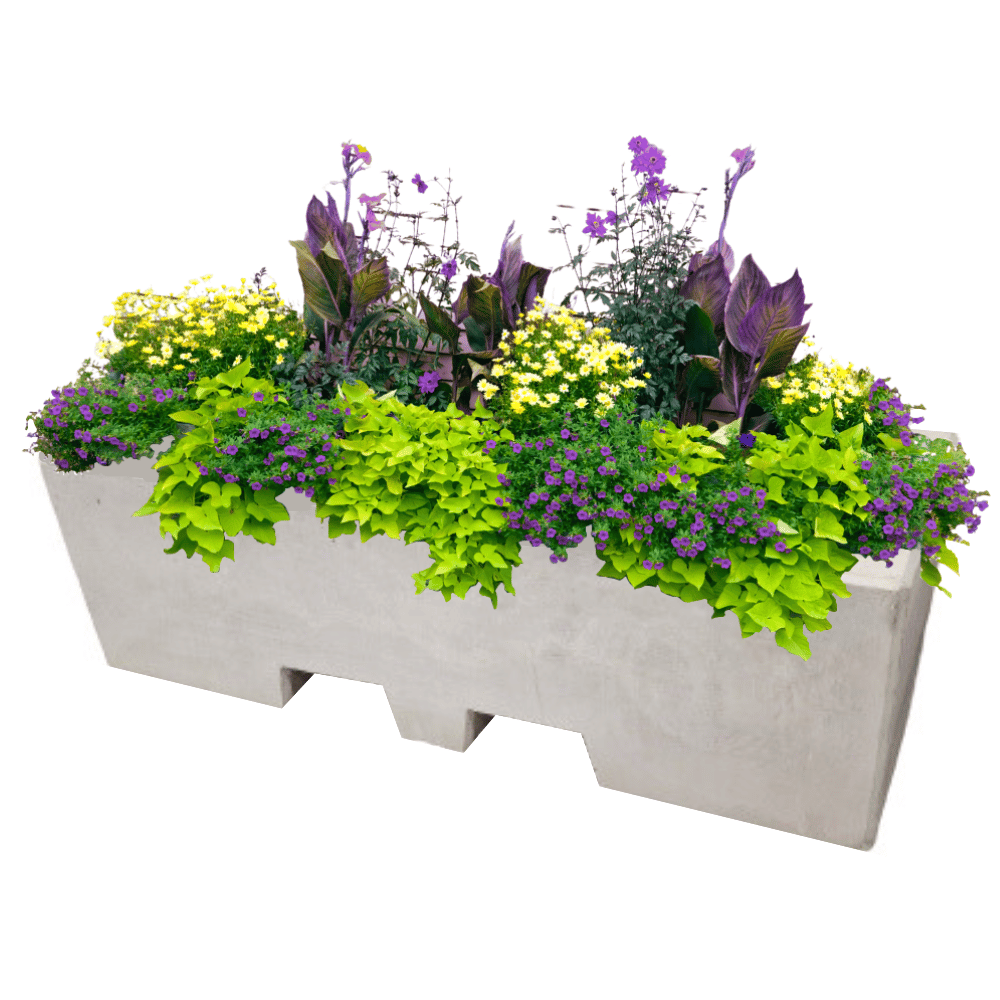 Betonnen plantenbak met lepelgaten | 165x50x50 cm | Grijs beton